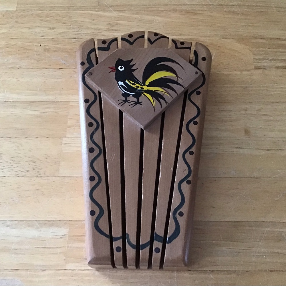 Vintage Woodpecker Woodware 5 Knive Holder
